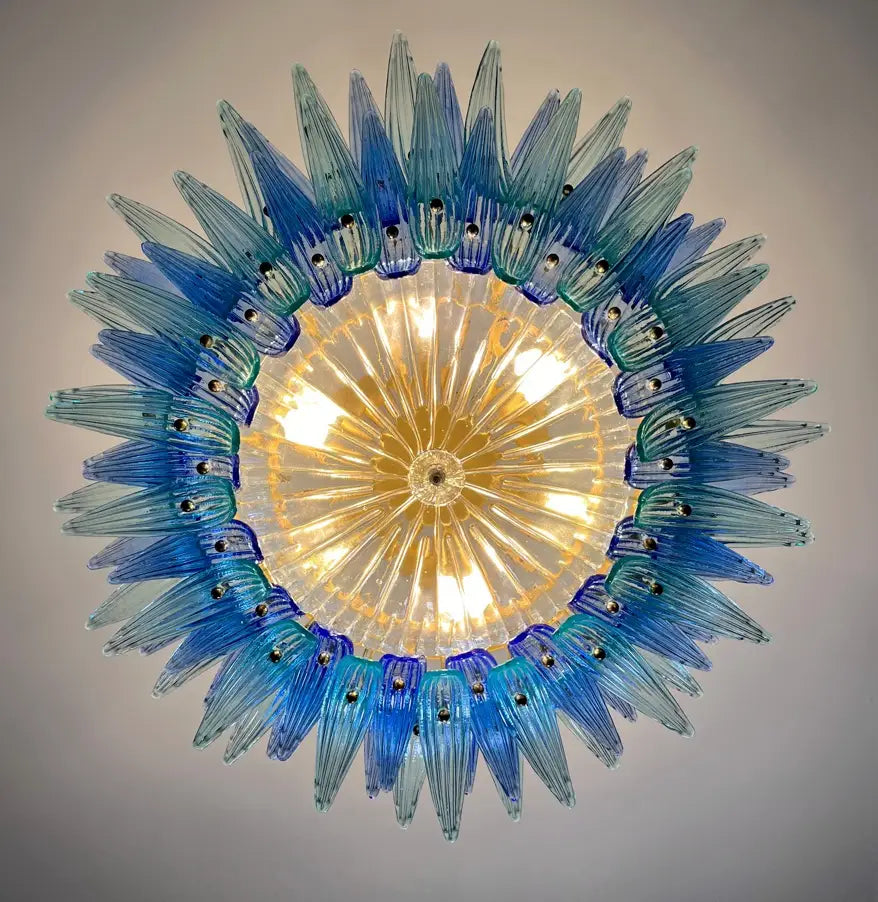 Murano Lysekrone – 82 Blå og Turkise Palmeglass – detalj 8 – Murano Classics