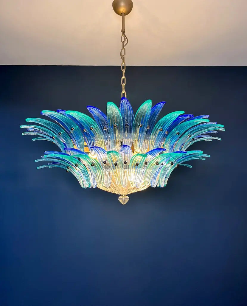 Murano Lysekrone – 82 Blå og Turkise Palmeglass – detalj 11 – Murano Classics