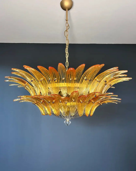 Murano Lysekrone | 82 Gule Palmeglass