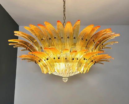 Murano Lysekrone | 82 Gule Palmeglass