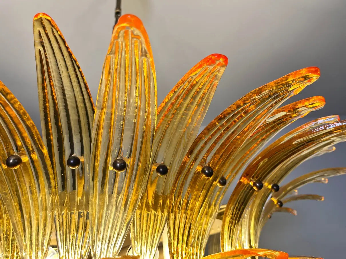 Murano Lysekrone – 82 Gule Palmeglass – detalj 3 – Murano Classics