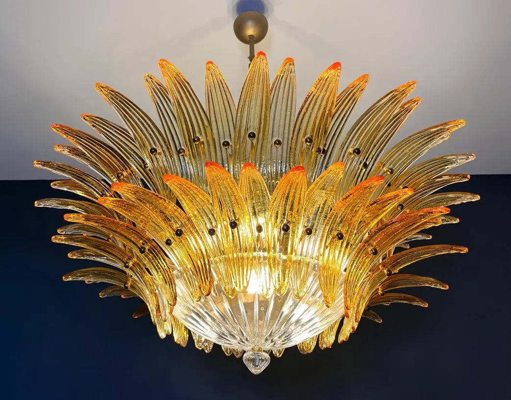 Murano Lysekrone | 82 Gule Palmeglass