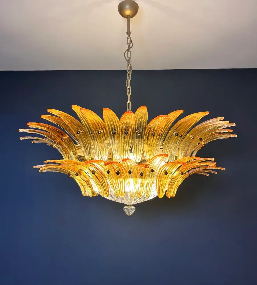 Murano Lysekrone | 82 Gule Palmeglass