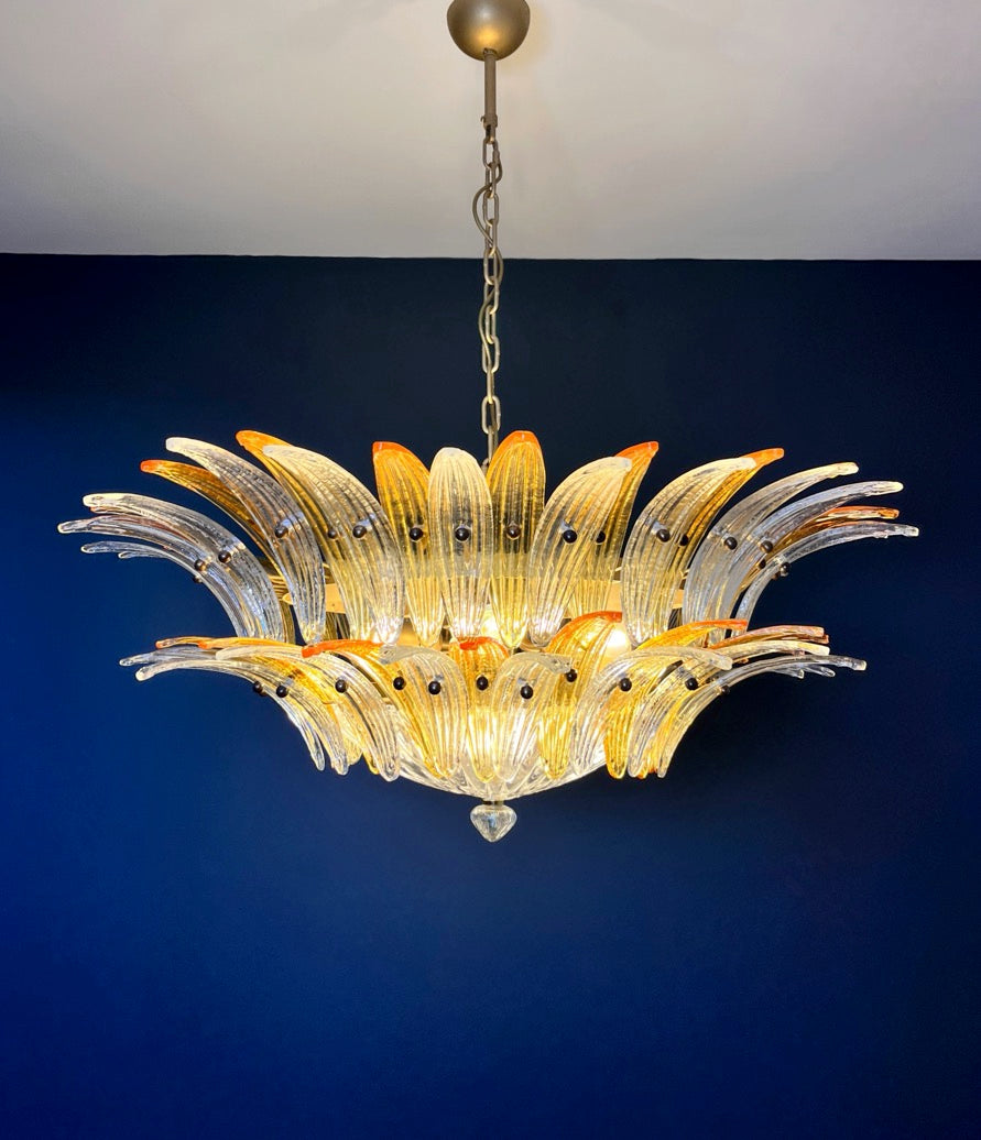 Murano Lysekrone – 82 Klare og Gule Palmeglass – detalj 9 – Murano Classics