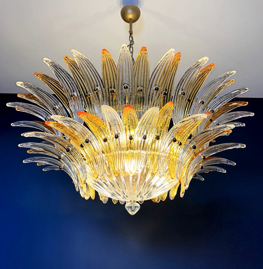 Murano Lysekrone – 82 Klare og Gule Palmeglass – detalj 7 – Murano Classics