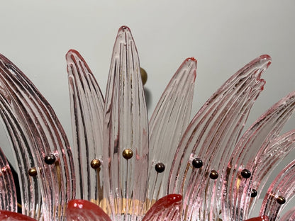 Murano Lysekrone | 82 Klare Rosa Gull Palmeglass