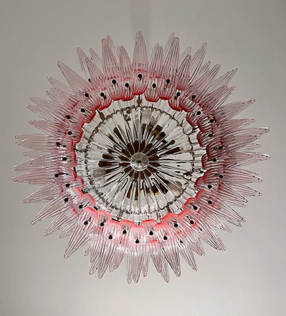 Murano Lysekrone | 82 Klare Rosa Gull Palmeglass