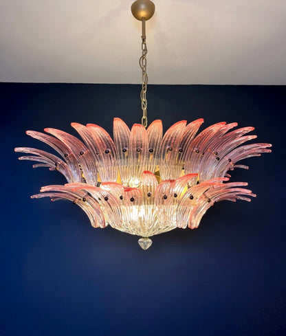 Murano Lysekrone | 82 Klare Rosa Gull Palmeglass