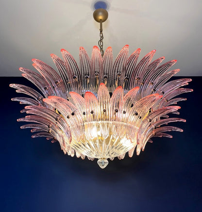 Murano Lysekrone | 82 Klare Rosa Gull Palmeglass