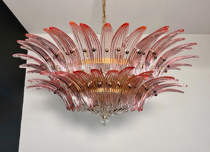 Murano Lysekrone | 82 Klare Rosa Gull Palmeglass
