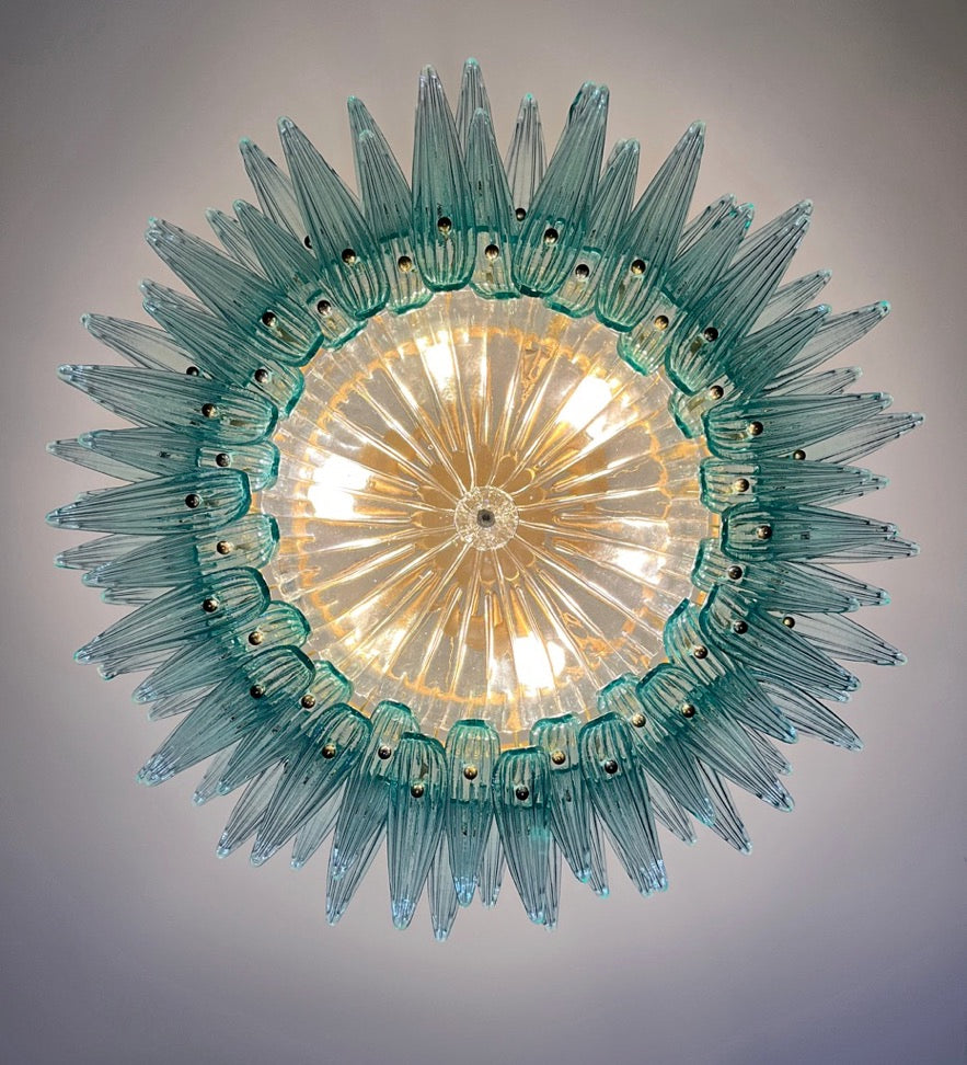Murano Lysekrone – 82 Klare Turkise Palmeglass – detalj 4 – Murano Classics