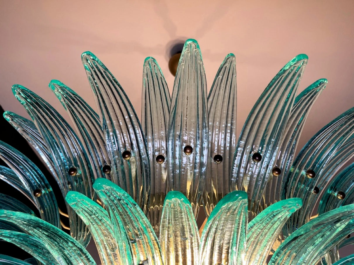 Murano Lysekrone – 82 Klare Turkise Palmeglass – detalj 3 – Murano Classics