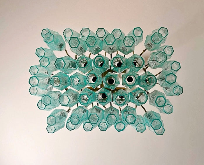 Murano Lysekrone | Gull Turkise Poliedriglass