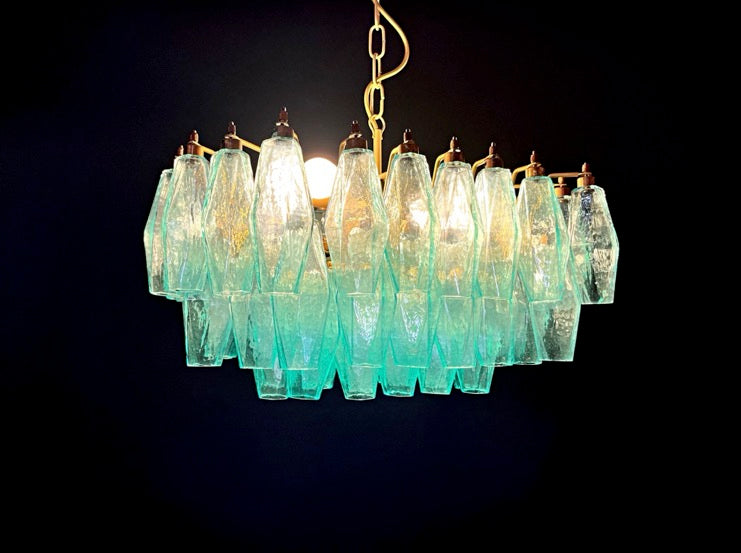 Murano Lysekrone – 56 Turkise Poliedriglass – detalj 5 – Murano Classics
