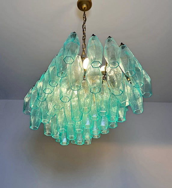 Murano Lysekrone | Gull Turkise Poliedriglass