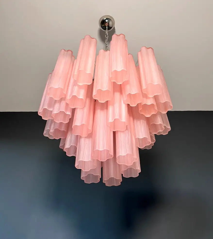 Murano Lysekrone – 36 Rosa Matte Glassrør – detalj 3 – Murano Classics