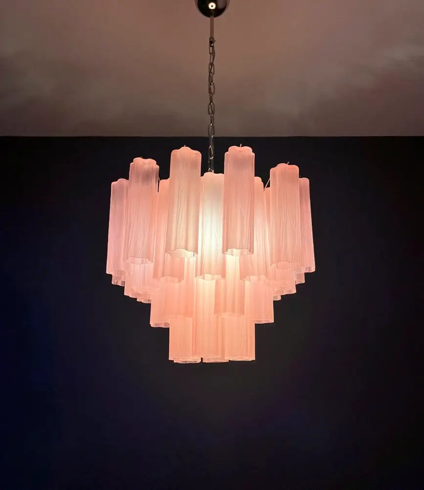 Murano Lysekrone – 36 Rosa Matte Glassrør – detalj 9 – Murano Classics