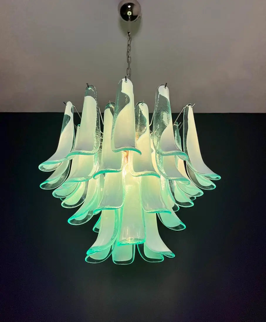 Murano Lysekrone – 36 Turkise Konglebladglass – detalj 10 – Murano Classics