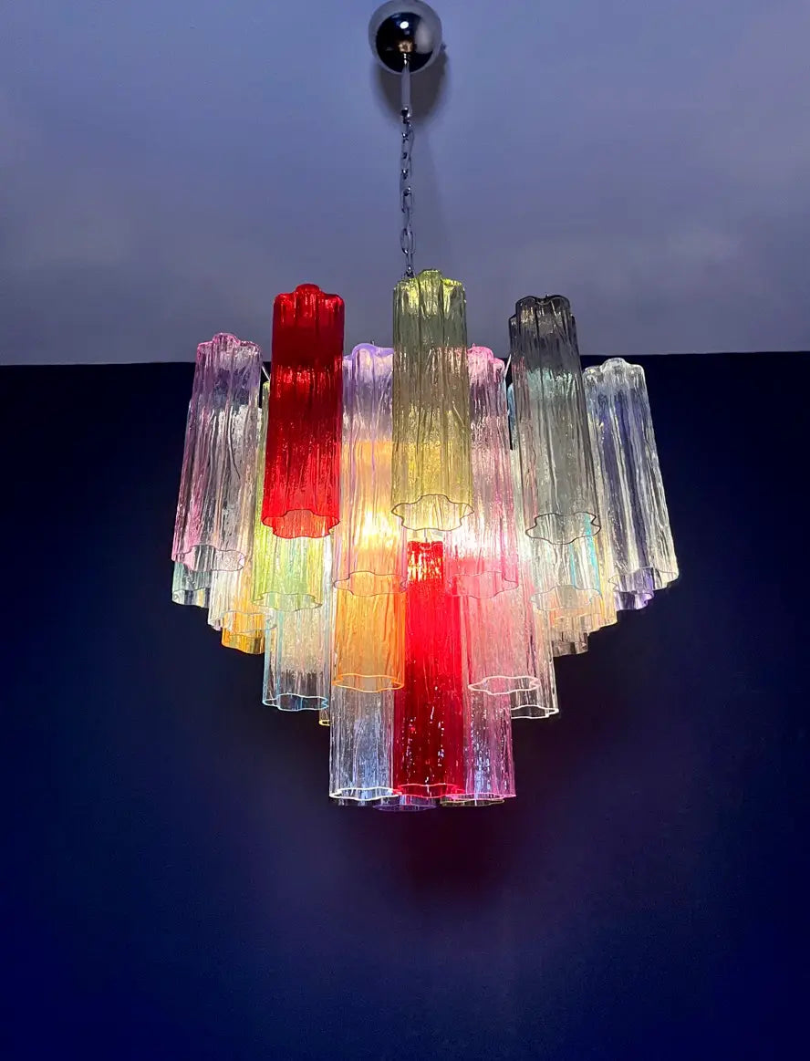 Murano Lysekrone – 36 Multifarget Glassrør – detalj 8 – Murano Classics