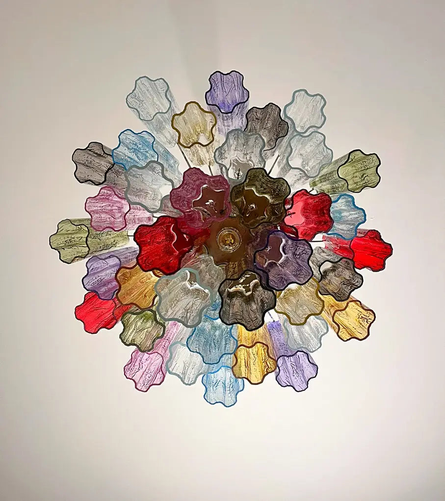 Murano Lysekrone – 36 Multifarget Glassrør – detalj 1 – Murano Classics