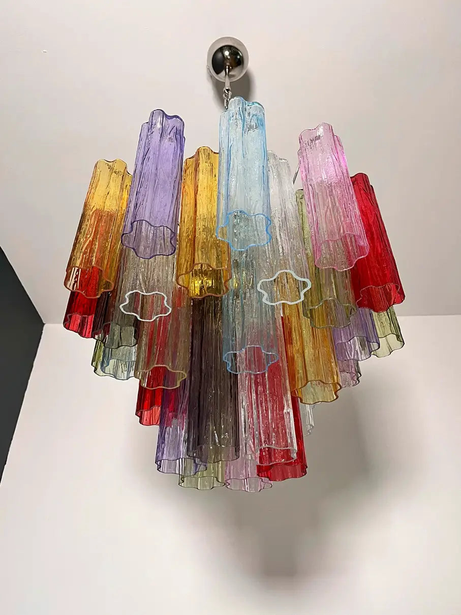 Murano Lysekrone – 36 Multifarget Glassrør – detalj 3 – Murano Classics