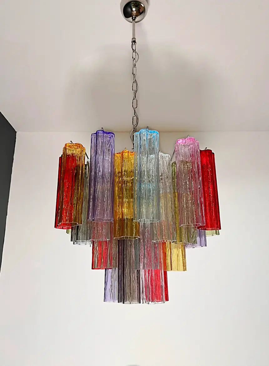 Murano Lysekrone – 36 Multifarget Glassrør – detalj 2 – Murano Classics
