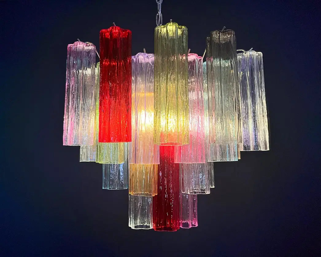 Murano Lysekrone – 36 Multifarget Glassrør – detalj 9 – Murano Classics