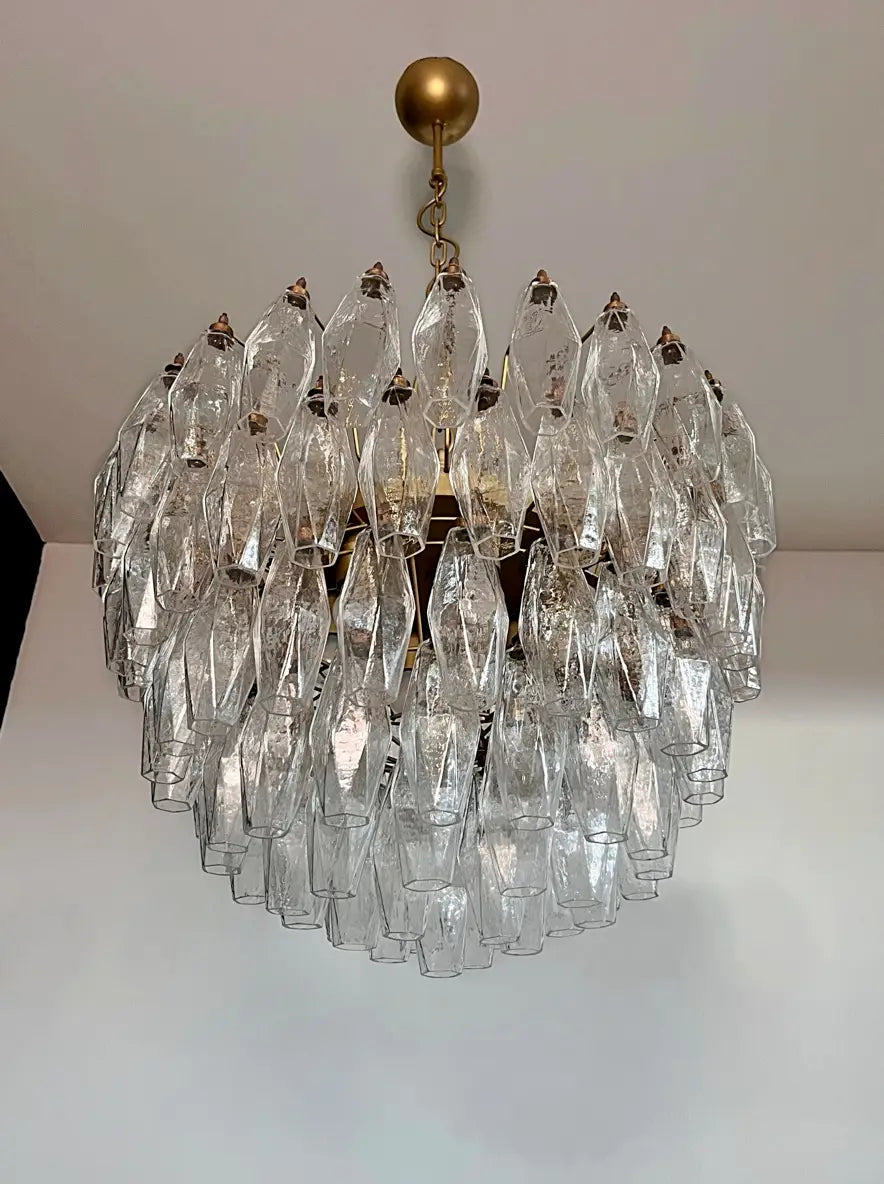 Murano Lysekrone – 111 Klare Poliedriglass – detalj 4 – Murano Classics