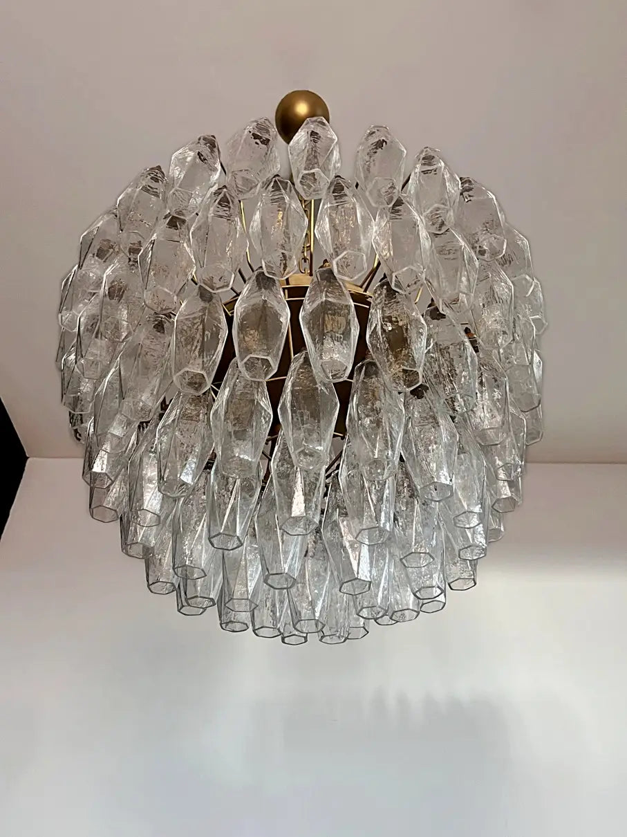 Murano Lysekrone – 111 Klare Poliedriglass – detalj 3 – Murano Classics