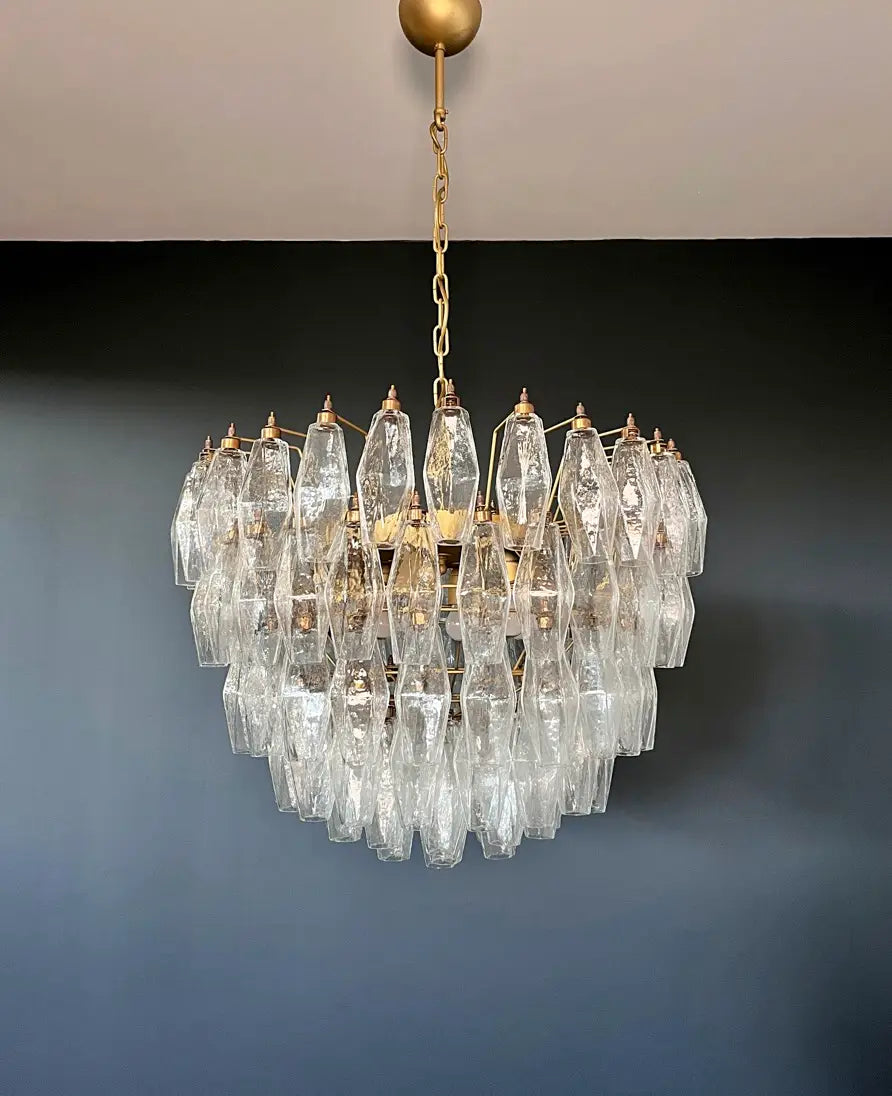 Murano Lysekrone – 111 Klare Poliedriglass – Murano Classics