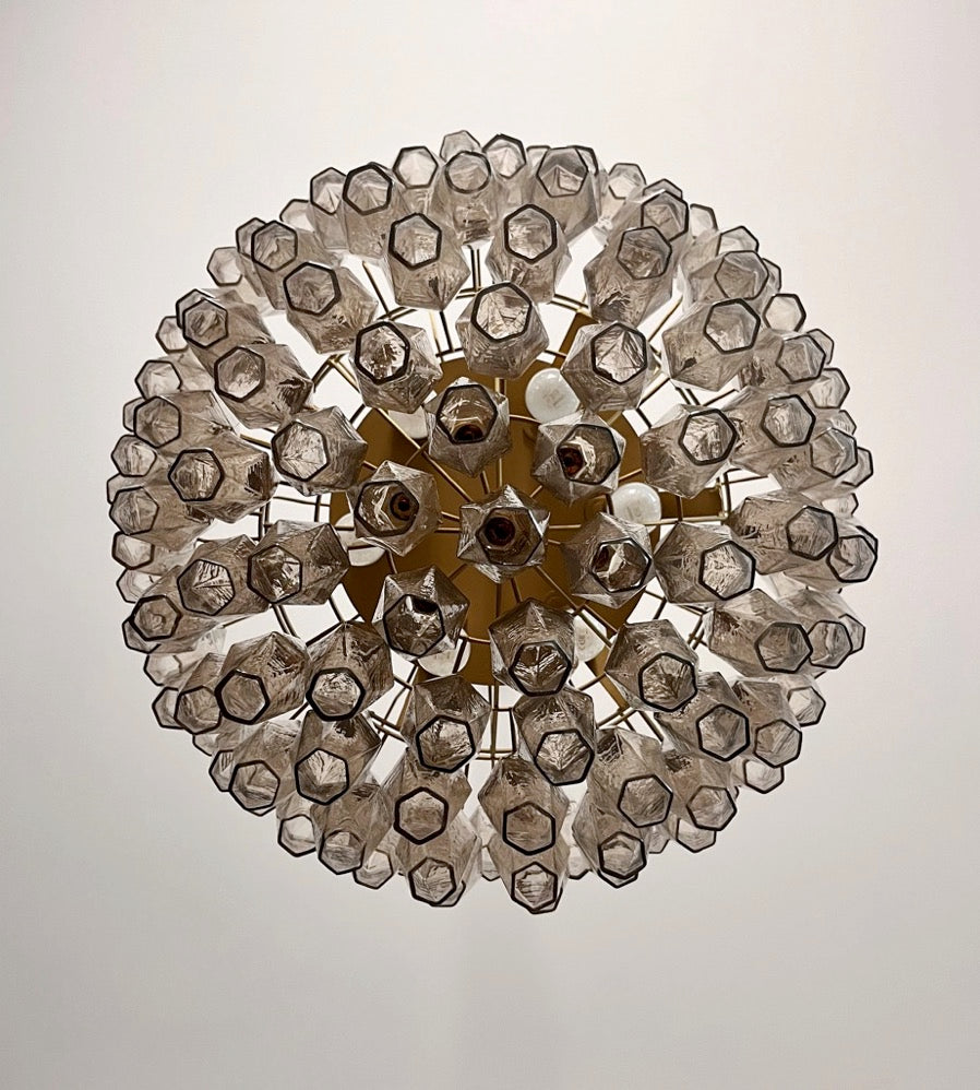 Murano Lysekrone – 111 Røykfargede Poliedriglass – detalj 8 – Murano Classics