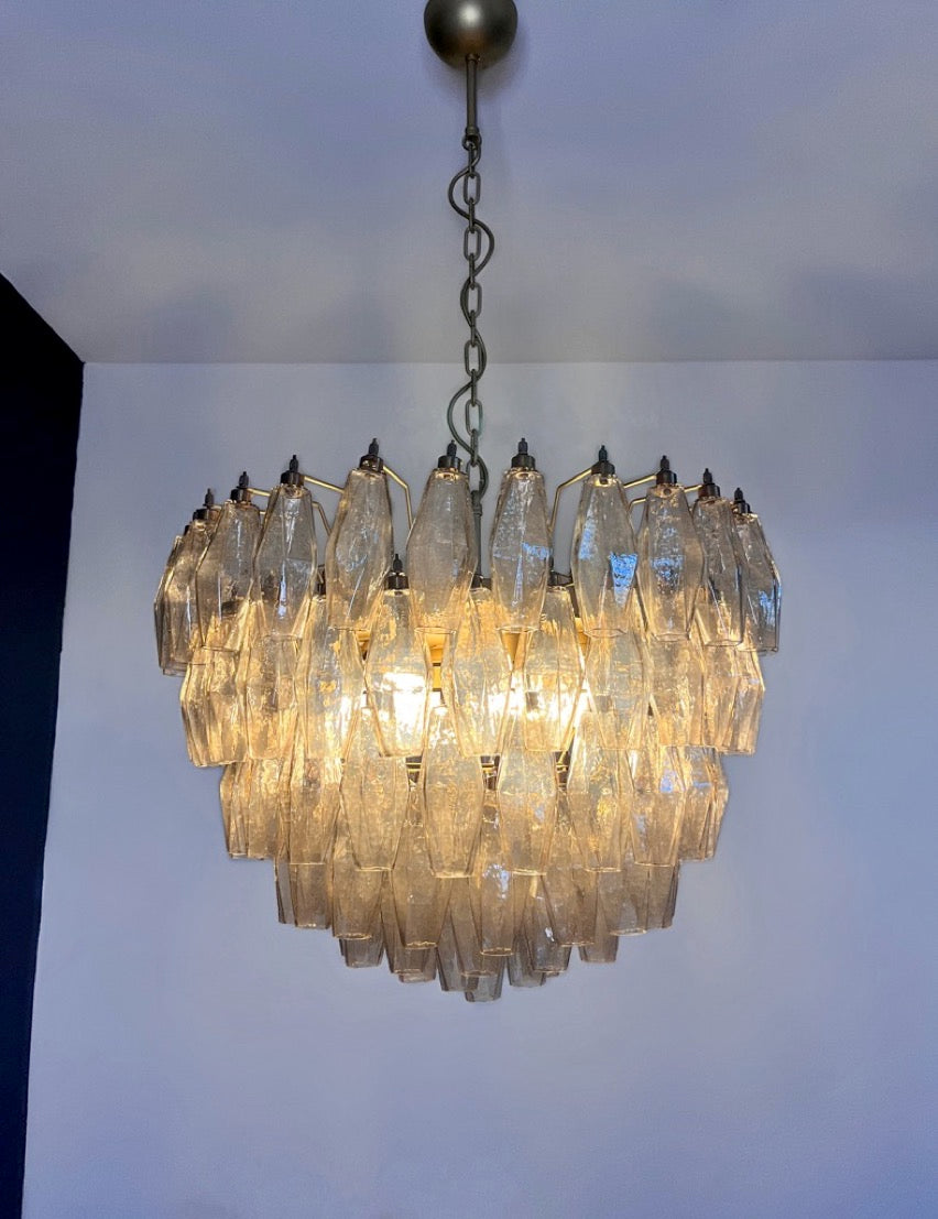 Murano Lysekrone – 111 Røykfargede Poliedriglass – detalj 3 – Murano Classics