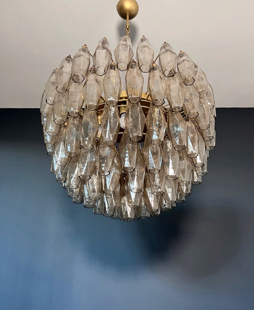 Murano Lysekrone – 111 Røykfargede Poliedriglass – detalj 11 – Murano Classics