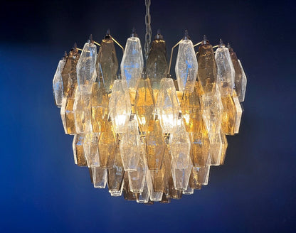 Murano Lysekrone | 111 Klare Røykfargede Gull Poliedriglass