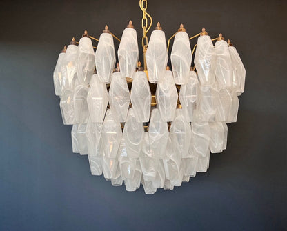 Murano Lysekrone | 111 Hvite Alabaster Gull Poliedriglass