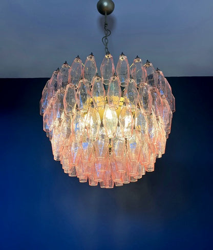 Murano Lysekrone | 111 Rosa Gull Poliedriglass