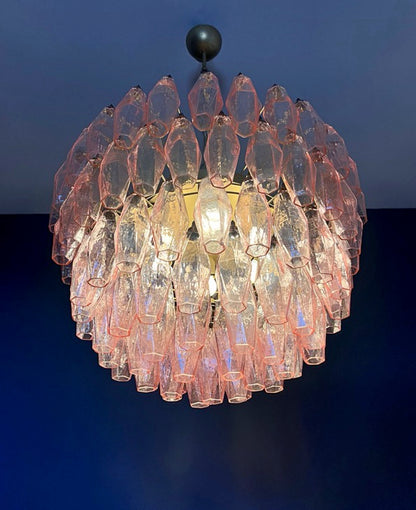 Murano Lysekrone | 111 Rosa Gull Poliedriglass