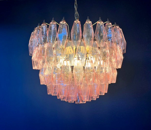 Murano Lysekrone | 111 Rosa Gull Poliedriglass