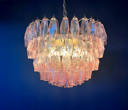 Murano Lysekrone | 111 Rosa Gull Poliedriglass