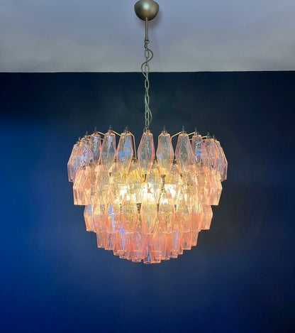 Murano Lysekrone | 111 Rosa Gull Poliedriglass