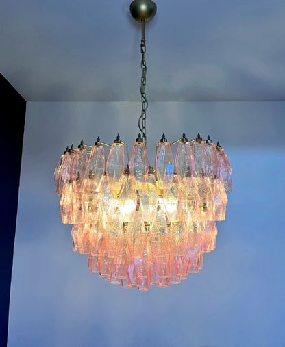 Murano Lysekrone | 111 Rosa Gull Poliedriglass