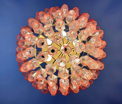 Murano Lysekrone | 111 Rosa Gull Poliedriglass