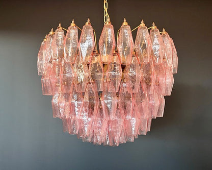 Murano Lysekrone | 111 Rosa Gull Poliedriglass