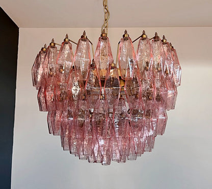 Murano Lysekrone | 111 Rosa Gull Poliedriglass