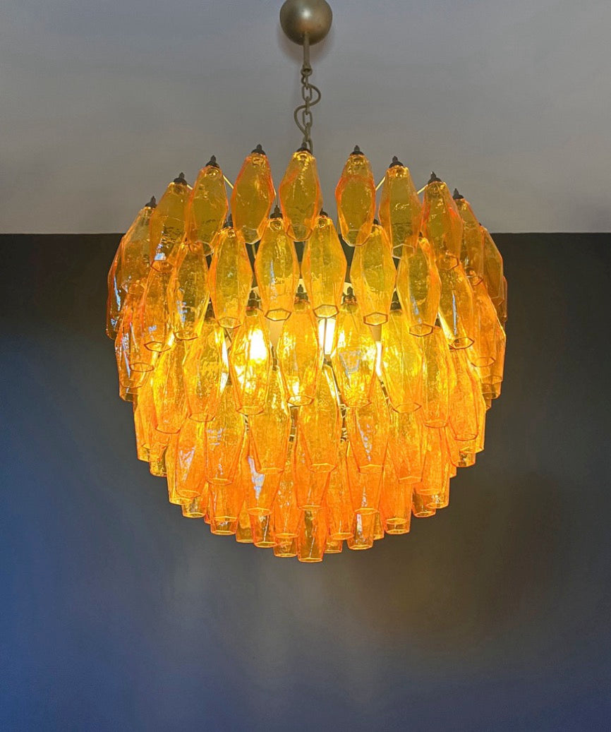 Murano Lysekrone | 111 Gule Gull Poliedriglass