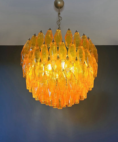 Murano Lysekrone | 111 Gule Gull Poliedriglass