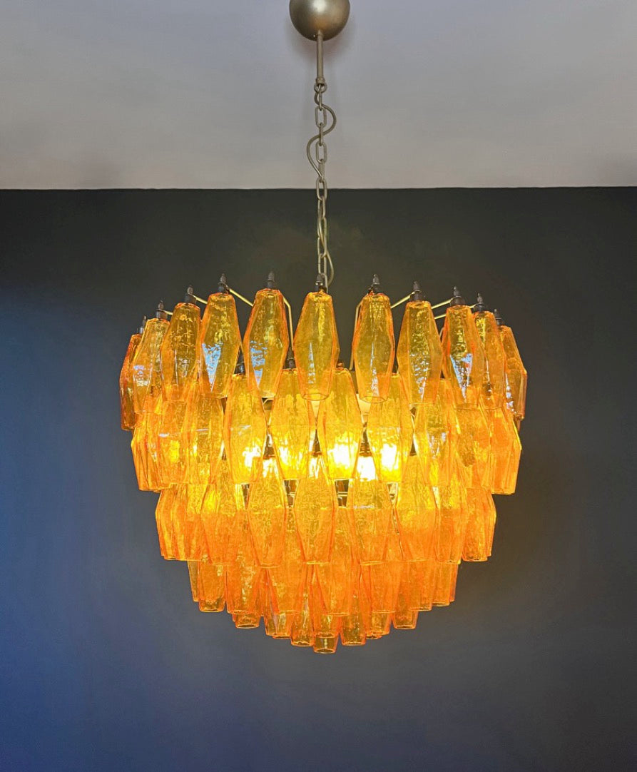 Murano Lysekrone | 111 Gule Gull Poliedriglass