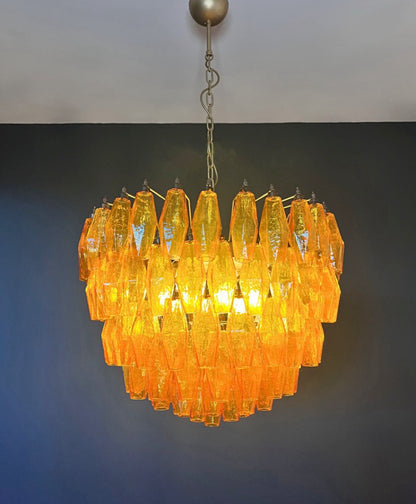 Murano Lysekrone | 111 Gule Gull Poliedriglass