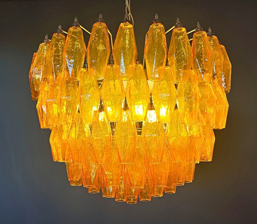 Murano Lysekrone | 111 Gule Gull Poliedriglass