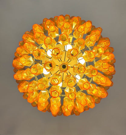 Murano Lysekrone | 111 Gule Gull Poliedriglass